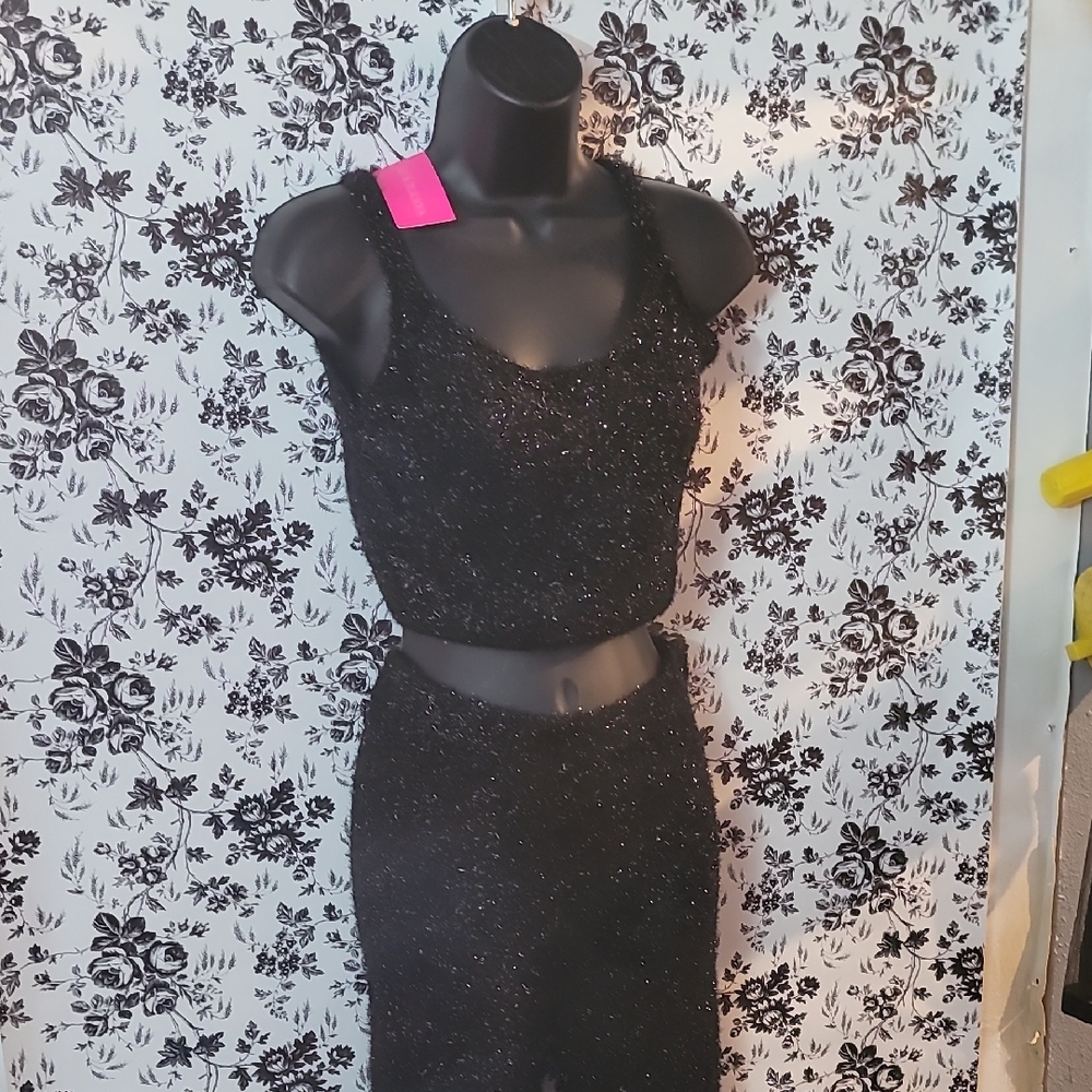 Black Sparkly Two-Piece Outfit
